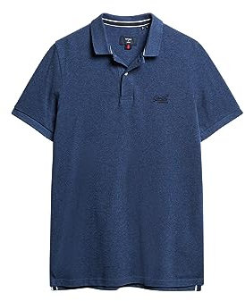 Superdry Herren Polo LISO Kapuzenpullover, Blau (Bright Blue Marl), L