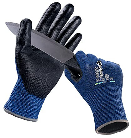 ANDANDA Schnittfeste Handschuhe Arbeitshandschuhe 3 Paar mit PU-Beschichtung in M –Level 5 Schnittschutz PU-Beschichtung dünn und leicht für Montage, Bauen