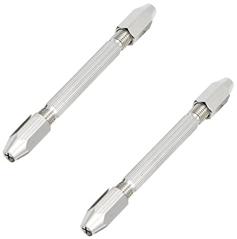 2 Pcs Double Ended Pin Vises DIY Hand Drills Manual Hand Push Drills for Drilling Wood Linden Seed Bone Horn Amber Olive Stone Walnut