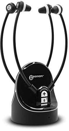 Geemarc CL7370 Duo - Auriculares Estetoscópicos Amplificados para TV - Pueden Utilizarse como Amplificador de Escucha Que Amplifica el Sonido Ambiente - Versión ES