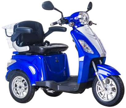 Tecnobike Shop Veicolo Elettrico 3 Ruote per Anziani e Disabili Z-Tech ZT-15-D Trilux Plus, Omologato EEC, con Differenziale, Sedile Comfort, Mobilità Assistita (Blu)
