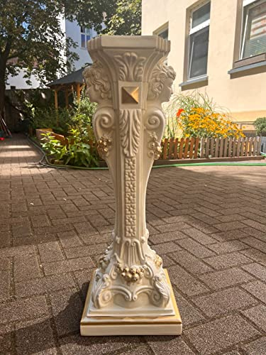 Cinar Säule Mäander Style Beistelltisch Marmoriert Dekosäule 75cm Griechische Antik Retro Rokoko Säule Barock Blumenständer Podest Handbemalt