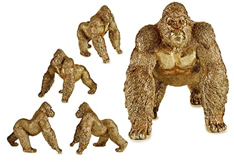 Gift Decor Dekofigur Gorilla Gold Harz (30 x 35 x 44 cm)