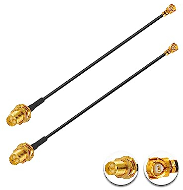 Vecys 2PCS U.F.L1 zu RP-SMA Buchse Low Loss Koaxialkabel 2 /5CM U.F.L1 1.37mm Koaxial Pigtail Kabel für Wireless Router Mini PCIE Netzwerkkarten PCI Wi-Fi WAN Repeater