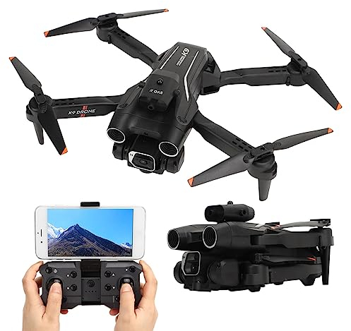 Mini Dron K9 RC con Cámara Dual 4K HD, Cuadricóptero Aéreo Plegable WiFi con Retención de Altitud, Modo sin Cabeza, FPV, Volteretas 3D, Gestos Selfie, Easy Fly Steady y Vuelo de