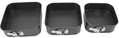 Springform Cake Pan, 3 Pcs Multiple Sizes Nonstick Leakproof Cheesecake Pans Square Cake Molds with Removable Bottom for Smash Cake Pizza Quiches(24/22/20cm)