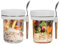Oursouion 2Pack Overnight Oats jars with Lids and Spoons, Reusable Glass Overnight Oats Container with Measurement Marks, Breakfast jar,Oatmeal Container for Milk, Cereal, Fruit(White)