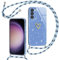 Yichxu Handyband für Samsung Galaxy S23 Hülle mit Band, Glitzer Herz Silikon Handyhülle Kordel zum Umhängen, Schutzhülle mit Kette TPU Gel Stoßfest Necklace Handy Hülle für Samsung S23 5G, Blau