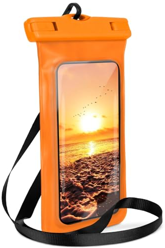 ONEFLOW Beach Bag für Fairphone 5 wasserdichte Hülle mit Touch und Kamera Fenster, Unterwasser Handyhülle zum Reisen, Schwimmen mit Armband und Band zum Umhängen, Orange