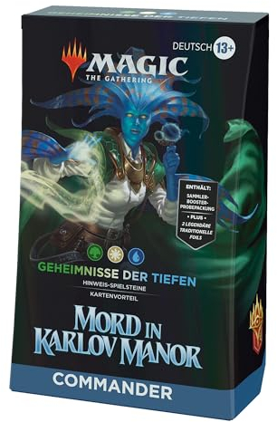 Magic: The Gathering – Mord in Karlov Manor Commander-Deck – Geheimnisse der Tiefen (Deck mit 100 Karten, Sammler-Booster-Probepackung mit 2 Karten und Zubehör) (deutsche Version)