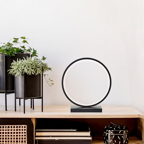 Lightbox moderne LED Tischlampe - 28 x 9 x 26 cm - minimalistische Tischleuchte mit LED Profilband & Schalter - für Wohnzimmer - 8 W, 850 lm, 3000 K - aus Aluminium - in Schwarz