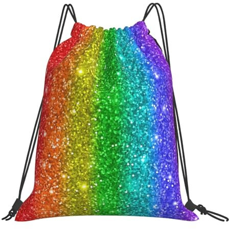 Rucksack mit Kordelzug, Unisex-Strangtasche, Sport-Turnbeutel, lässiger Tagesrucksack, Kordelzug-Sackpack, Regenbogen sieht aus wie mit Pailletten