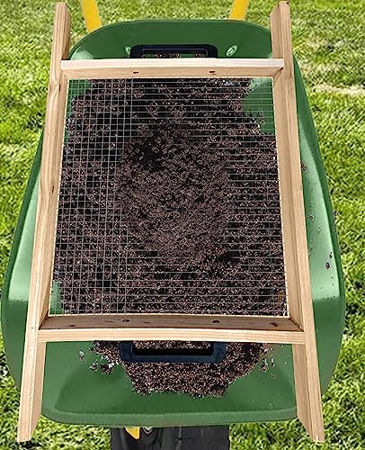 Large Soil Sifter, Dirt Sifter for Gardening, for Use in a Wheelbarrow, Compost Sifter, Garden Sieve for sifting Little Rocks/Top Soil/Peat Moss/Worm/Leaves/Loam Soil/Sand/Gravel (Mesh Screen 1/2)