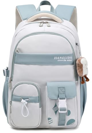 Amythe Schulrucksack Mädchen - Rucksack Teenager Wasserdicht & Leichte - Stilvolle Lässiger Daypack,Nylon Schulranzen Mädchen 3. - 9. klasse mit Großer Kapazität, Blau