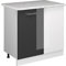 Vicco Eckschrank R-Line, Anthrazit Hochglanz/Weiß, 86 cm mit Tür, mit Arbeitsplatte