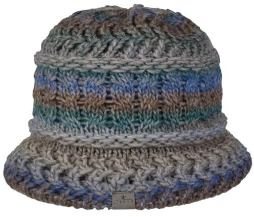 LIERYS Alesund Damen Glockenhut Schurwolle Wollhut Made in Germany Damen Herbst Winter Zopfstrickmuster Taupe One Size