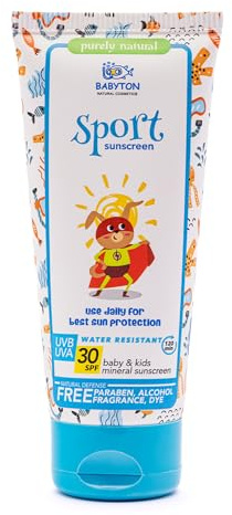 Babyton Sport SPF 30 Wasserfeste Mineralische Sonnencreme für Babys & Kinder – Non-Nano Zinkoxid, Ohne Parabene oder Sulfate