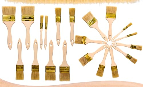 ToolSpace - Pinselset - 12/25/36/50/63 mm - Flachpinsel in verschiedenen Größen zum Streichen - Komplettset für Heim- und Profimaler, Naturborstenpinsel für DIY, Wand- und Möbelmalerei, MalerpinselSet