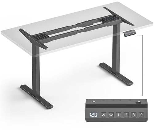 ONKRON Cadre Bureau Assis Debout Electrique avec 2 Moteurs, Pied de Bureau Reglable en Hauteur Electrique Charge de 100 kg - Table Ajustable en Hauteur/Table Assis Debout Electrique CDF222E-B Noir