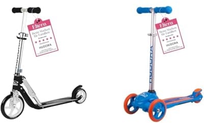 HUDORA Little BigWheel Scooter - Sicherer Aluminium-Roller & Scooter Flitzkids 2.0 I Stabiler Kinderscooter mit großer Trittfläche
