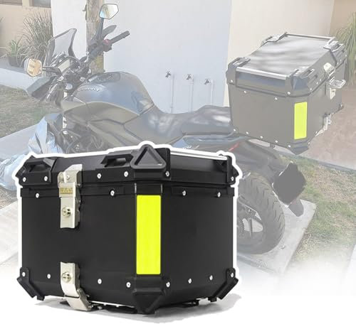 Motorradkoffer Top Case Motorcycle Roller Koffer, Gepäck Helmkoffer 36L 45L 55L 65L 80L 100L, Alu Topcase Heckbox Mit Sicherheitsschloss(Schwarz,55L)