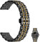 Juntan 7 Perlen Schnellspanner Metall Uhrenarmband 20mm, Uhrenarmbänder Edelstahl für Männer Frauen, Einstellbare Business Uhr Armband mit Butterfly Schwarz Gold