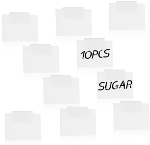 10 Pcs White Premium Bin Labels, Removable Clip On Plastic Basket Labels, Writable Erasable for Storage Bins Fabric Organization Box