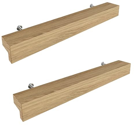 Sossai Holz Möbelgriffe aus Eiche | GAH01 | Lochabstand 128mm, Länge 188mm, 2 Stück