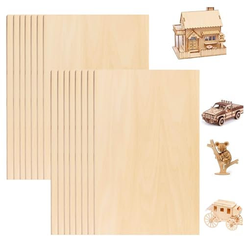 Aweisile Madera Contrachapada 15 Piezas Madera de Balsa Fina Placas de Madera de Balsa Contrachapada Tablero Contrachapado Madera Contrachapad Rectangular para Manualidades Pintura 200 x 100 x 2mm