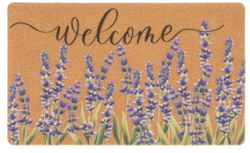 HilyBony Floral Welcome Mats Flower Coir Door Mat Colorful Spring Door Mat Indoor Entrance Cute Decorative Outdoor Doormats Non Slip Outside Door Mats for Front Door(30 * 17 inch)
