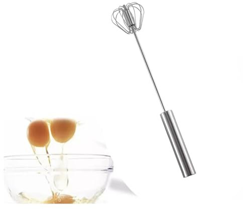 Semi-Automatic Whisk, Professional Egg Whisk Beaters, Stainless Steel Wire Whisk Hand Push Rotary Egg Whisk Mixer Stirrer for Making Cream, Whisking, Beating and Stirring (Little)