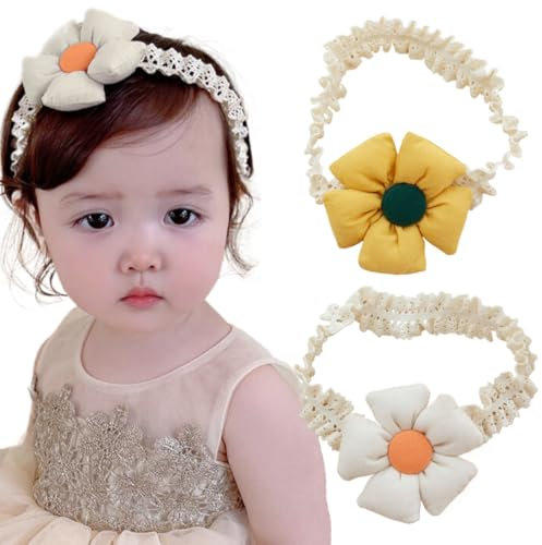 NJCXOLA 2 Pièces Bébé Fille Bandeau,Bandeaux Pour Bébé,Bandeaux Accessoire Cheveux Bebe Fille,Serre Tete Bebe Fille,Bandeaux Bandeau Bebe Fille Arc élastiques,Bébés Coffret Cadeau