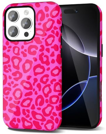 Svanove Cheetah Print Phone Case for iPhone 16 Pro Max Case Girly Trendy Leopard Pattern, Retro Cool Animal Print, Luxury Cute Case for Women, Aesthetic Y2k Hard Shell Plastic, Hot Pink