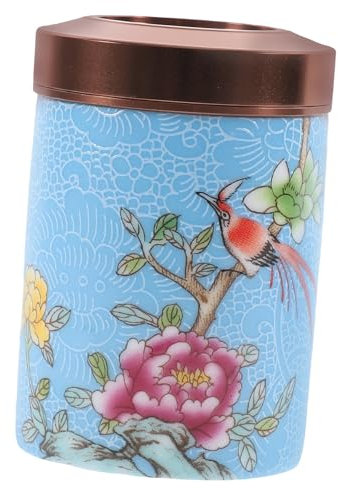 LALADEFIEE Elegant Ceramic Tea Tin Mini Tea Canister Lids for Storage Air Tight Jar