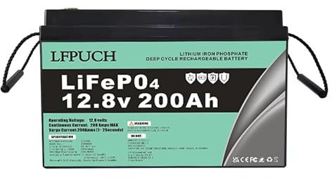 Batteria LiFePO4 12V 200Ah, batteria al litio ferro fosfato invece della batteria AGM per auto o batteria a ciclo profondo, per camper, barca, sistema solare, campeggio all'aperto ecc.