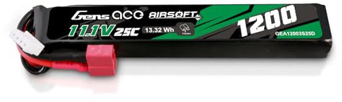 Gens ace 3S 1200mAh 11.1V 25C 3S1P Lipo Airsoft batería con conector Deans T, para modelos de rifle Airsoft, etc