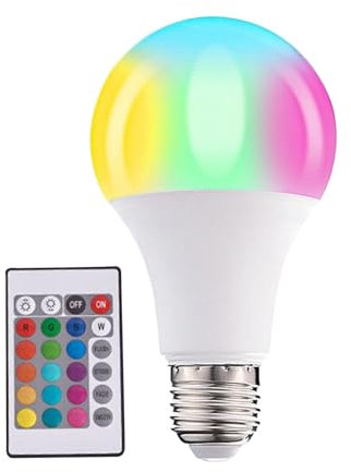 komsoup RGB-Glühbirnen,RGB-Glühbirne - E27-Glühbirne mit Schraubsockel,5W LED-Glühbirnen, dimmbar, E27-Sockel, RGB-Glühbirnen mit Fernbedienung für Weihnachtsdekoration