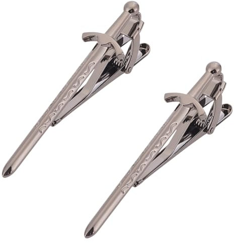 WEBEEDY 2 Pcs Pince à Cravate D'Épée Noire pour Hommes Pinces à Cravate de 6.2x2.3cm Pince à Cravate Barre de Cravate Accessoires de Cravate pour Chemise et Costume le Marié de Mariage Travail