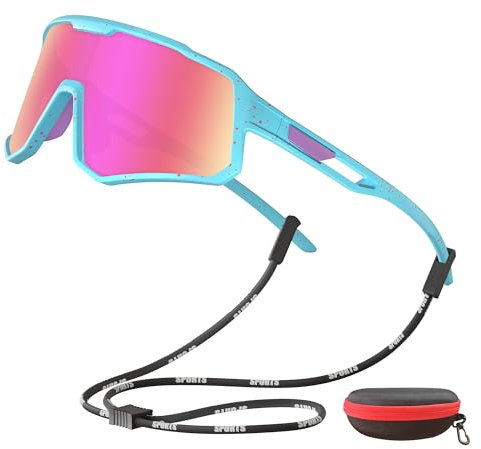 DUKZURA Men Cycling Glasses Youth Polarized Sports Sunglasses UV400 Protection Women sunglasses for Baseball Motorcycle Cycling Running Fishing Hiking Sunglass with Strap