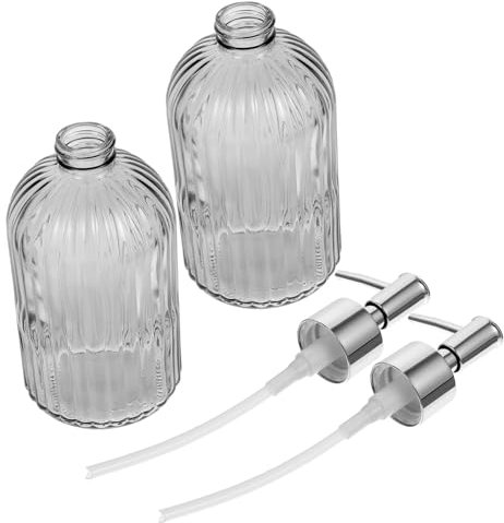 LOLIPPYY 2pièces Bouteilles Verre pour Shampoing Et Lotion Flacons De Rangement Pratiques avec Pompe Distributeurs De Produits Liquides pour Salle De Bain Cuisine Et Cosmétiques Design