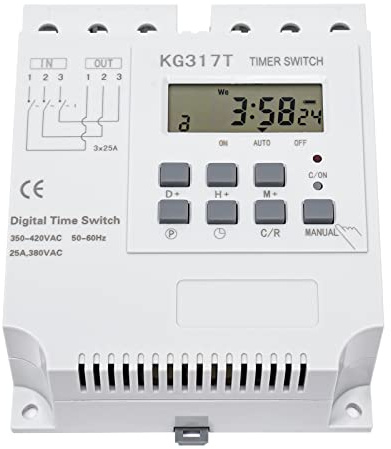 25A 3-Phasen Digital Zeitrelais Programmierbar Timer Zeitschaltuhr 380V 50-60HZ Digitale Zeitschaltuhr, Zeitrelais Zeitschaltrelais, mit LCD-Anzeige