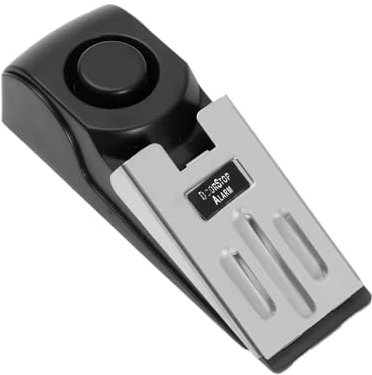 LIXSAZSE High-pitched Alarm Stainless Steel Door Stopper Security Door Stoppers Security Door Stop Alarm Wedge Door Stopper Alarm, black