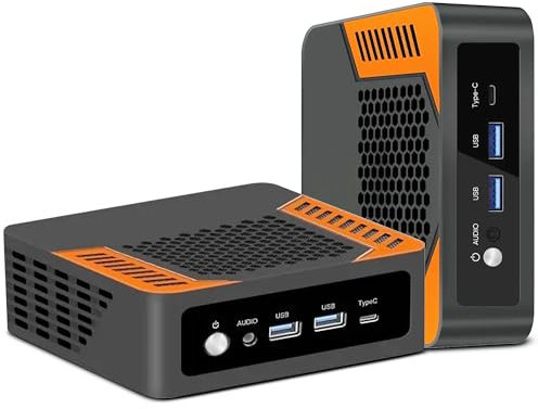 HAICOTECH Mini-PC Ryzen 5 7640HS Win-11 Pro Micro-Desktop-Computer, Barebone, dreifaches 4K-Display mit 60 Hz, Zwei RJ45-LAN-Anschlüsse/USB 2.0/USB 3.2/HDMI, WiFi6E BT5.3, KEIN RAM, KEIN Speicher