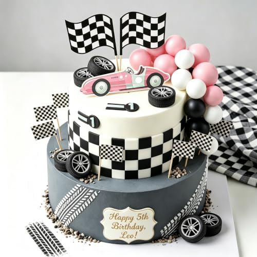 Rosa Rennwagen Kuchen Deko Auto Kuchen Topper karierte Flagge Kuchen Topper | Rosa Rennwagen Kuchen Deko Auto Kuchen Topper karierte Flagge Kuchen Topper Geburtstag Deko Schnelle Eins Schnelle Drei