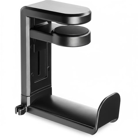 WEDAWIN Kopfhörerständer, verstellbarer Headphone Stand, Gaming-Headset-Halterung für PC, faltbar, um 360 Grad drehbar, Kabel-Organizer mit Clip, Schwarz