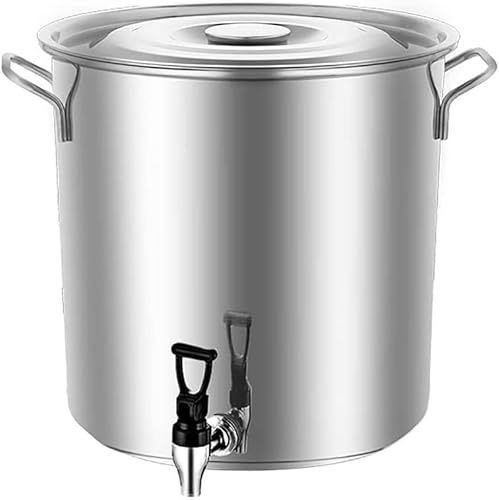 Stocpots Stocpots, Großer Stoc-Topf Mit Wasserhahn, Vertikaler Topfdeckel, Edelstahl-Topf, Geeignet Für Alle Öfen, 50cm*50cm(90L)