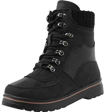 Cocila Botas con Cordones Elásticos Y Puntera Redonda De Color Sólido A La para Mujer Invierno Baratas Agua Altas Hunter Botines Piel Tacon Planos Marron Lluvia Hombre Marrones Tácticas Caña