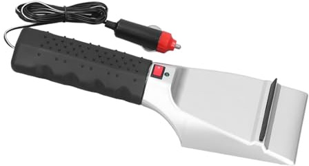 Qudinip 12V Auto Heated Snow Shovel, Electric Windshield Ice Scraper for Cars Trucks SUV with Anti Skid Handle and Built in Squeegee