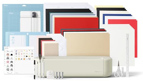 Cricut Explore® 5 Deluxe Bundle + Contenido digital. Máquina de corte inteligente, ideal para vinilos personalizados, camisetas, pegatinas a color, tarjetas y más.