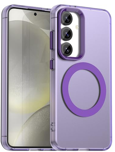 Techsuit für Samsung Galaxy S24 Plus, S25 Plus Hülle mit Soft Touch, Magnetring Kompatibel, Stoßfest, Verstärkte Ecken, Kameraschutz, CandyCase Magnetic, Soft TPU, Lila